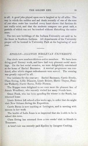The Chapters: Epsilon - Illinois Wesleyan University, June 1885 (image)